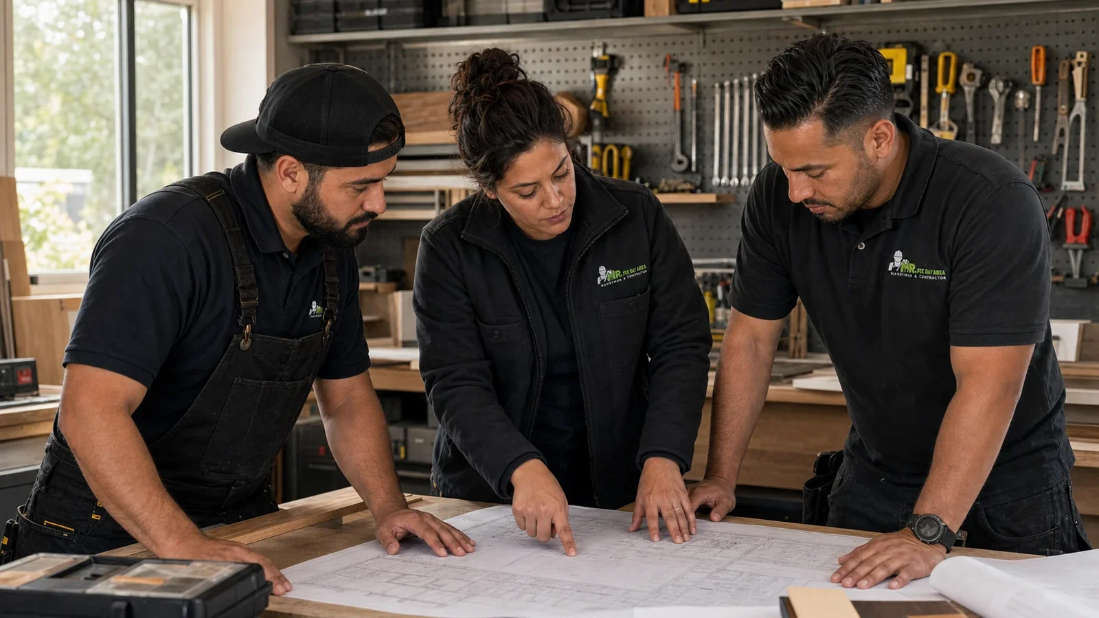 Mr. Fix Bay Area team reviewing a job plan