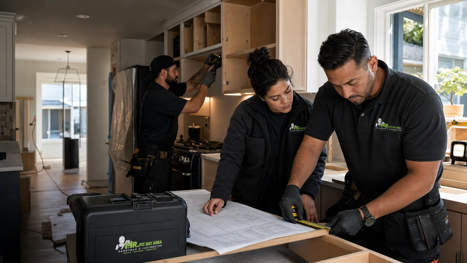 Mr. Fix Bay Area technicians working inside a home